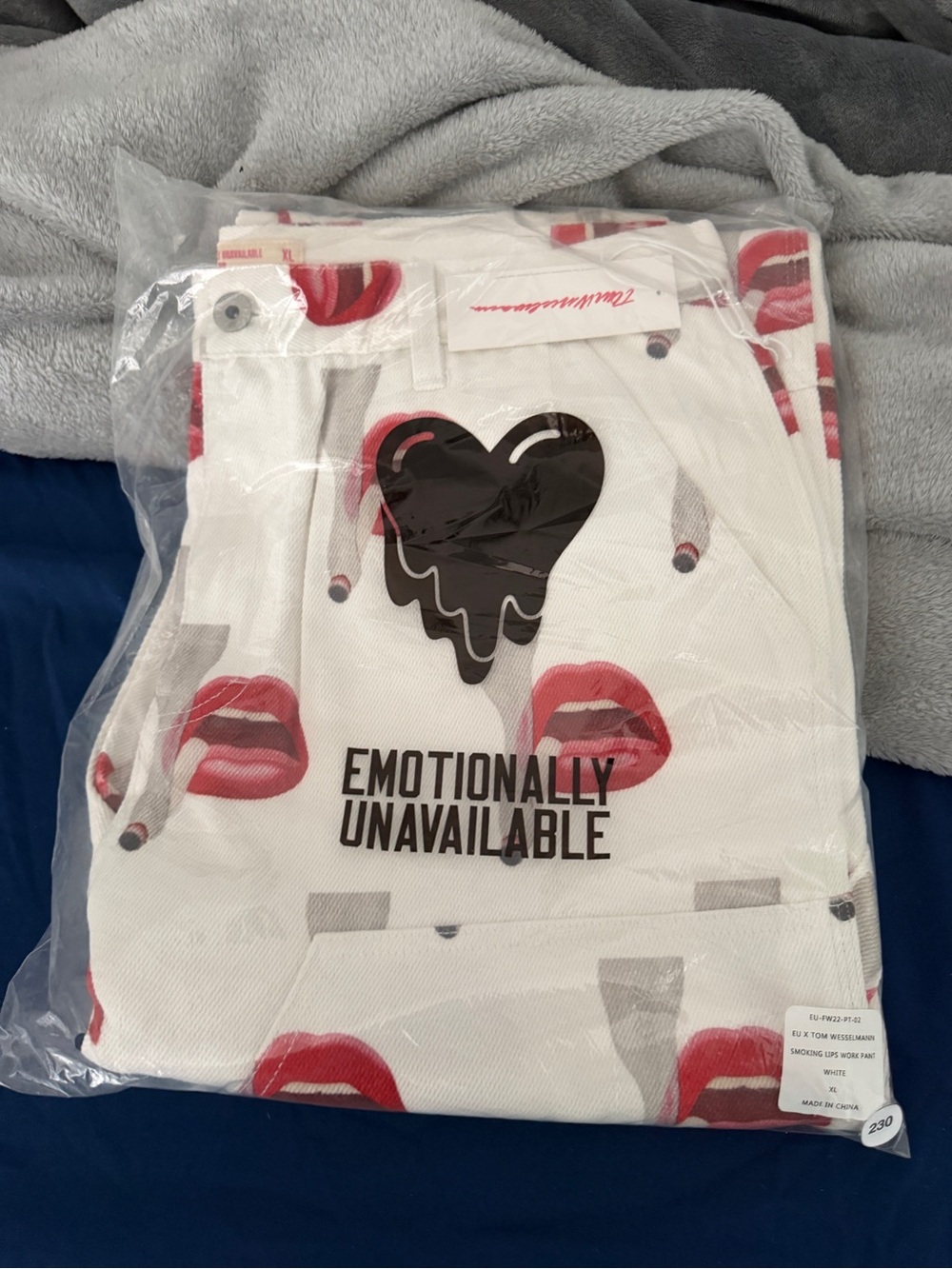 Emotionally Unavailable Men’s White Graphic Straight Jeans